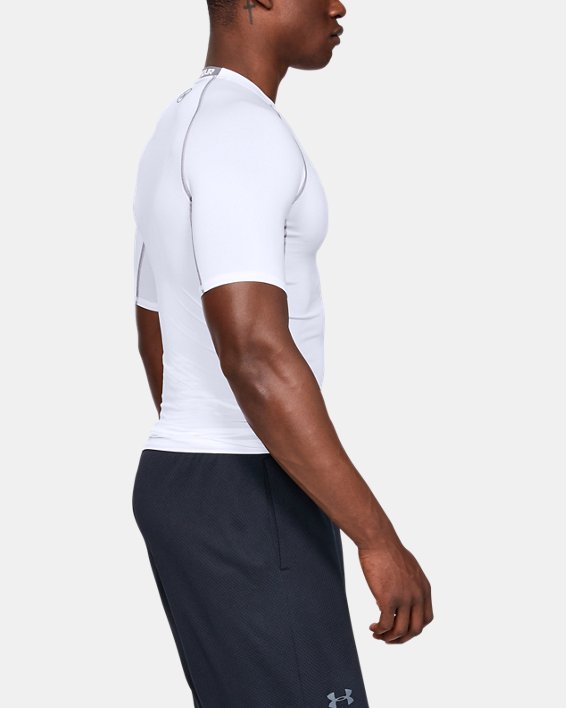 Men's UA HeatGear® Armour Short Sleeve Compression Shirt, White, pdpMainDesktop image number 2